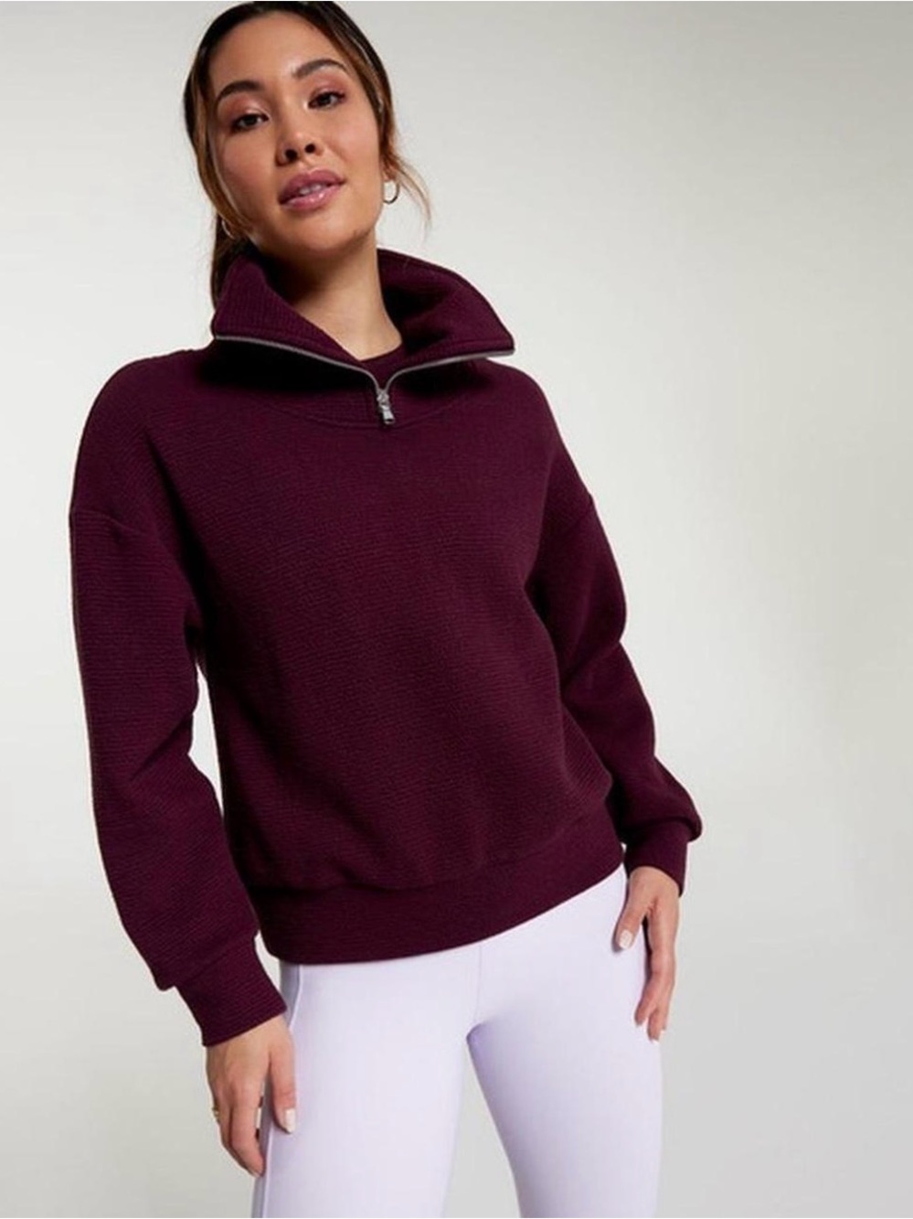 CALIA Women’s Size XL Maroon Textured Ottoman Quarter Zip Pullover Sweatshirt